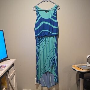 Tiana B Blue High Low Scoop Neck Sundress